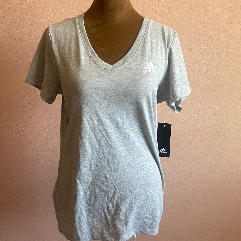 Adidas Women's Heather Gray V-Neck Tee